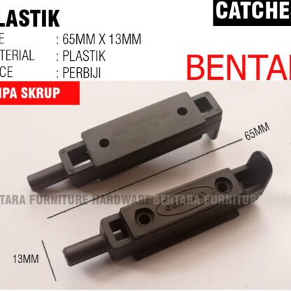 65MM GRENDEL PLASTIK HITAM SLOT PINTU LEMARI LATCH