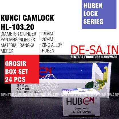 (BOX SET 24 PCS) Huben Kunci HL-103 20MM Kunci Loker Locker - Sliding Wardrobe Camlock Lock Key (GROSIR)