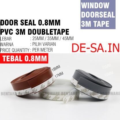 1 METER  PVC 25MM WINDOW DOOR SEAL PVC LEBAR 25MM INCLUDE 3M-DOUBLE TAPE - FLEXIBLE 3M SELF ADHESIVE WINDOW SEALING TAPE DIY CUT DUSTPROOF SOUNDPROOF DOOR GAP STRIP