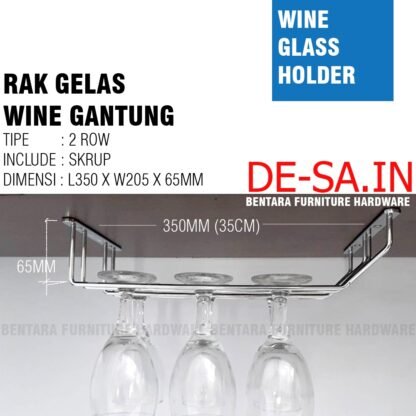 RG-4 RAK GELAS 4 BARIS GANTUNG BESI CHROME  - 1/2/3/4 Row Wine Glass Rack Holder