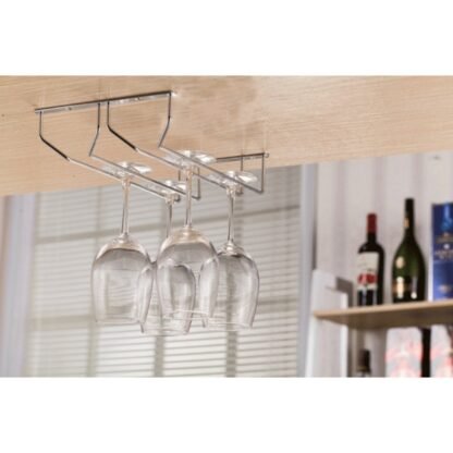 RG-4 RAK GELAS 4 BARIS GANTUNG BESI CHROME  - 1/2/3/4 Row Wine Glass Rack Holder - Gambar 2