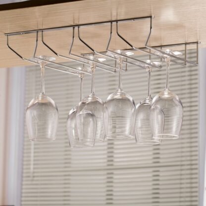 RG-4 RAK GELAS 4 BARIS GANTUNG BESI CHROME  - 1/2/3/4 Row Wine Glass Rack Holder - Gambar 5