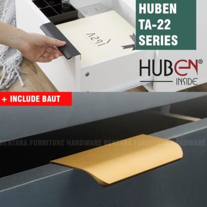 HUBEN TA-22 192MM TARIKAN LACI ALUMINIUM 96 128 160 BLACK GOLD PINTU LEMARI KABINET DAPUR DRAWER