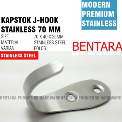 70MM Stainless Steel Kapstok Gantungan Baju J-Hook Premium Capstock Handuk Baju Toilet