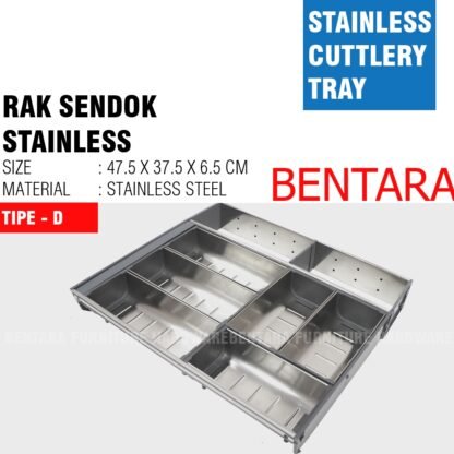 TWIN E0650D RAK SENDOK STAINLESS STEEL TIPE-D - SENDOK GARPU PISAU PERALATAN MAKAN LACI DRAWER TIPE D CUTTLERY TRAY"