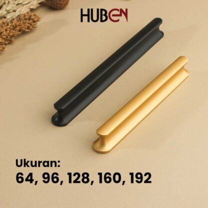 HUBEN TA-06 96MM TARIKAN LACI MEJA LEMARI Gagang Pintu Handle Aluminium BLACK GOLD HITAM EMAS - Gambar 2