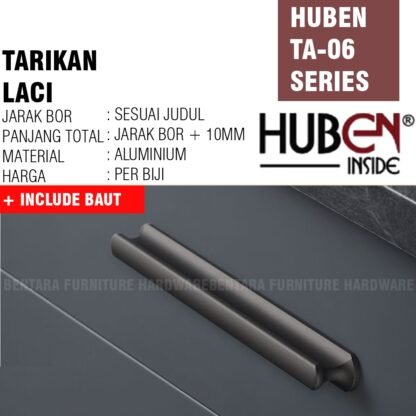 HUBEN TA-06 96MM TARIKAN LACI MEJA LEMARI Gagang Pintu Handle Aluminium BLACK GOLD HITAM EMAS - Gambar 3