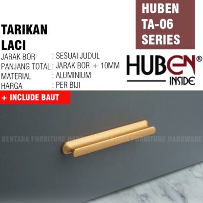 HUBEN TA-06 96MM TARIKAN LACI MEJA LEMARI Gagang Pintu Handle Aluminium BLACK GOLD HITAM EMAS - Gambar 6