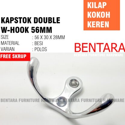 KAB.W53-2 55MM KAPSTOK W-HOOK Single Besi Chrome Gantungan Baju - High Quality Iron Strong Hook BLACK GOLD