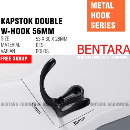 KAB.W53-2 55MM KAPSTOK W-HOOK Single Besi Chrome Gantungan Baju - High Quality Iron Strong Hook BLACK GOLD - Gambar 3