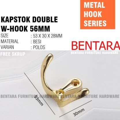 KAB.W53-2 55MM KAPSTOK W-HOOK Single Besi Chrome Gantungan Baju - High Quality Iron Strong Hook BLACK GOLD - Gambar 4