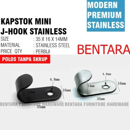 35MM Stainless Kapstok Gantungan Baju J-Hook Premium Capstock Handuk Baju Toilet