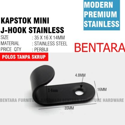 35MM Stainless Kapstok Gantungan Baju J-Hook Premium Capstock Handuk Baju Toilet - Gambar 2