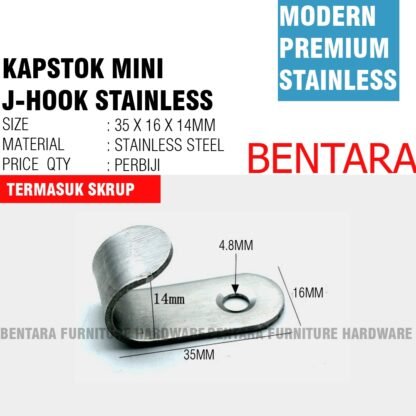 35MM Stainless Kapstok Gantungan Baju J-Hook Premium Capstock Handuk Baju Toilet - Gambar 3