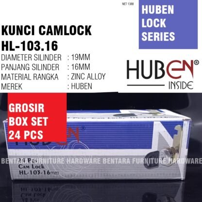 (BOX SET 24 PCS) Huben Kunci HL-103 16MM Kunci Loker Locker - Sliding Wardrobe Camlock Lock Key (GROSIR)