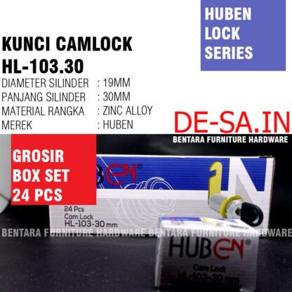 (BOX SET 24 PCS) Huben Kunci HL-103 30MM Kunci Loker Locker - Sliding Wardrobe Camlock Lock Key (GROSIR)