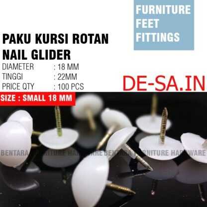 100 x Paku Kursi 25MM  - Besi Nail Glide Chair Hitam Putih - Gambar 5