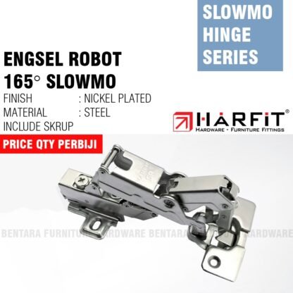 HARFIT SR-0 LURUS 165 DEGREE ENGSEL SLOW MOTION ROBOT BUAYA PINTU SUDUT KABINET LEMARI DAPUR FULL OVERLAY SOFT CLOSE HINGE