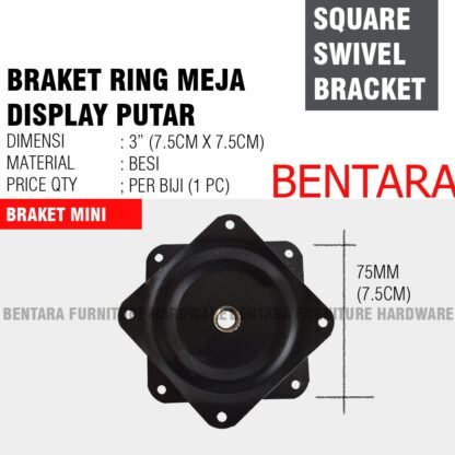 25CM Braket Ring Meja Putar Besi Persegi 10 Inchi - Kursi Etalase Display Kue Lazy Susan Kolaher Square Swivel Bracket - Gambar 2