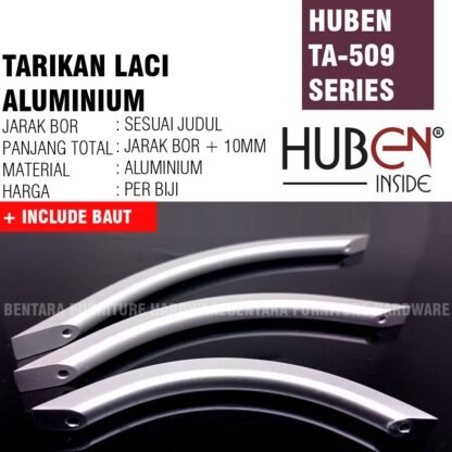 HUBEN TA-509 TARIKAN LACI ALUMINIUM 96 128 160 192 224MM ANODIZE PINTU LEMARI KABINET DAPUR