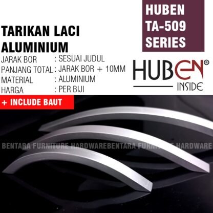 HUBEN TA-509 TARIKAN LACI ALUMINIUM 96 128 160 192 224MM ANODIZE PINTU LEMARI KABINET DAPUR - Gambar 3