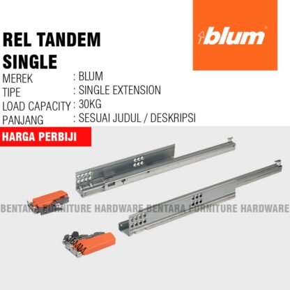 BLUM REL TANDEM SINGLE EXTENSION - 40 / 45 / 50 CM  UNDERMOUNT REL LACI SLOW-MOTION  SINGLE Extension Soft Close
