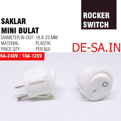 SF-B20 SAKLAR FURNITURE BULAT D-2OMM SWITCH ROCKER - Saklar Bulat 20MM - Medium Mini Switch On Off Hitam Putih