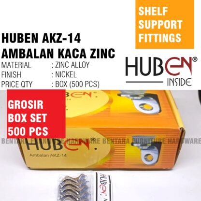 (GROSIR) HUBEN AKZ-14 FITTING AMBALAN KACA ZINC TEBAL - GLASS SHELF SUPPORT (500 PCS)