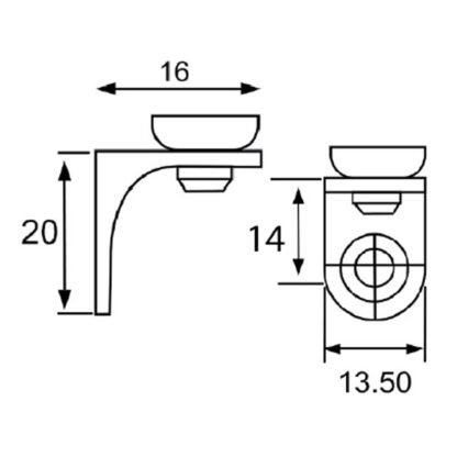 (GROSIR) HUBEN AKZ-14 FITTING AMBALAN KACA ZINC TEBAL - GLASS SHELF SUPPORT (500 PCS) - Gambar 2