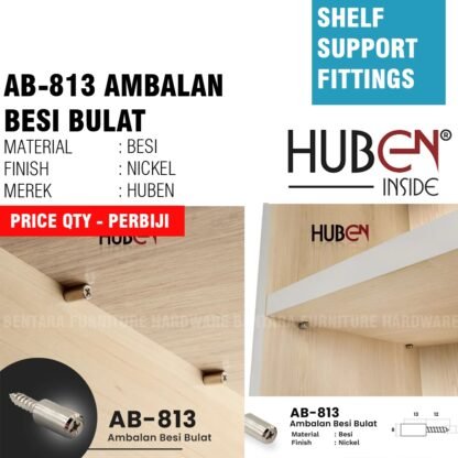 (GROSIR) HUBEN AB-813 AMBALAN BULAT BESI - SHELF SUPPORT (500 PCS) - Gambar 2