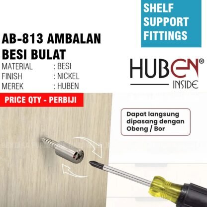 (GROSIR) HUBEN AB-813 AMBALAN BULAT BESI - SHELF SUPPORT (500 PCS) - Gambar 5