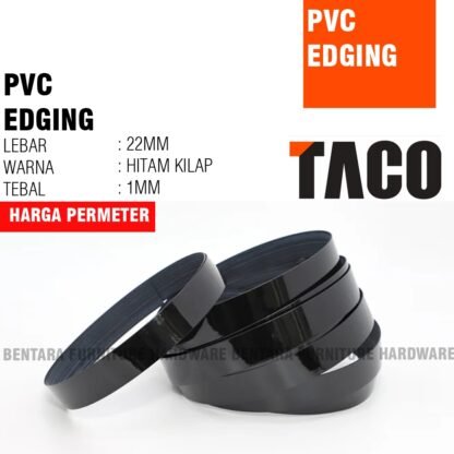 22MM TACO 002 PVC 1/22 EDGING PUTIH HITAM DOF KILAP HPL Edging 2.2 CM WHITE BLACK MATTE GLOSSY - Gambar 3