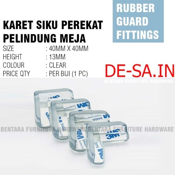 KARET SILIKON SIKU L SUDUT MEJA + PEREKAT - Pelindung Bayi Anak (Clear )