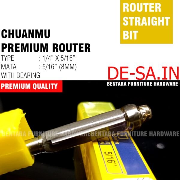 Chuanmu Router 6MM (1/4" x 3/8" ) - 10 MM Premium Quality Straight Bit With Bearing 8MM/10MM - Gambar 2