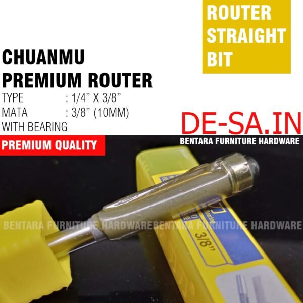Chuanmu Router 6MM (1/4" x 3/8" ) - 10 MM Premium Quality Straight Bit With Bearing 8MM/10MM - Gambar 3