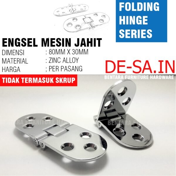 2 X ENGSEL MESIN JAHIT 80 X30 MM  - FLAP HINGES - MEJA LIPAT