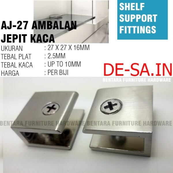 AJ-30 AMBALAN JEPIT KOTAK 30 X 28 MM BRACKET WALL MOUNTING 6CM ZINC ALLOY CHROME - Gambar 3