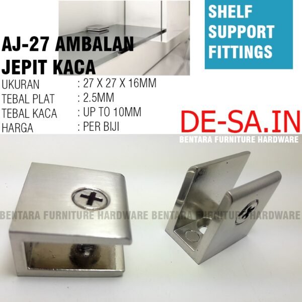 AJ-30 AMBALAN JEPIT KOTAK 30 X 28 MM BRACKET WALL MOUNTING 6CM ZINC ALLOY CHROME - Gambar 4