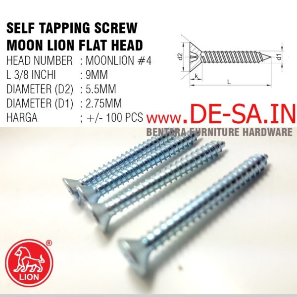 MOON LION SKRUP HEAD #4 - SELF TAPPING SCREW FLAT HEAD (FH) (1/1.5/2/2.5 CM