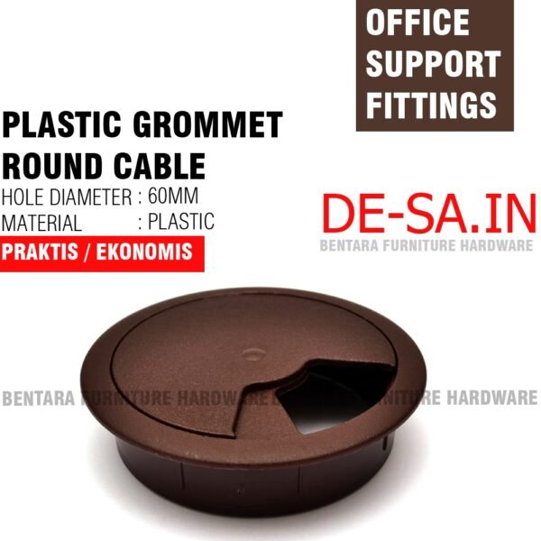 60 MM ROUND CABLE LUBANG KABEL MEJA KERJA KOMPUTER OFFICE KANTOR BULAT BUNDAR GROMMET PLASTIK PUTIH ABU HITAM COKLAT TUA CREAM WHITE BLACK DARK BROWN GREY BEIGE - Gambar 3