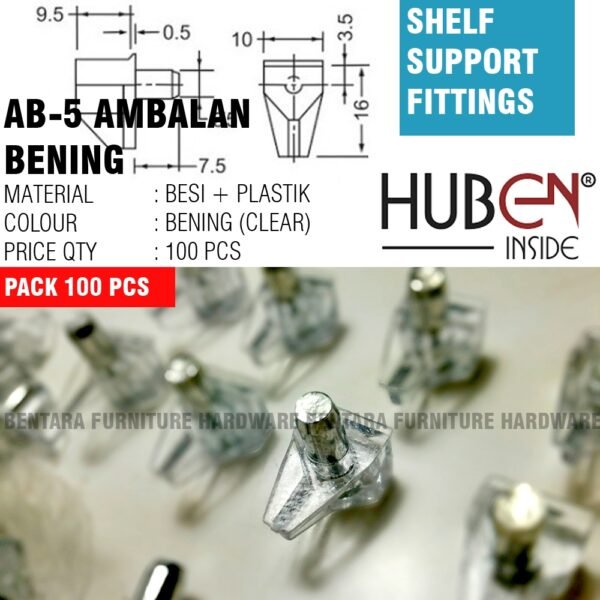 100 X HUBEN AB-5 AMBALAN BENING SHELF SUPPORT FITTING