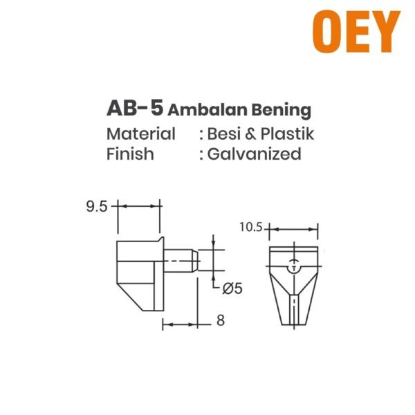 100 X HUBEN AB-5 AMBALAN BENING SHELF SUPPORT FITTING - Gambar 3