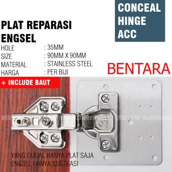 PLAT ENGSEL STAINLESS (UNTUK ENGSEL SENDOK 35MM) REPARASI PERBAIKAN