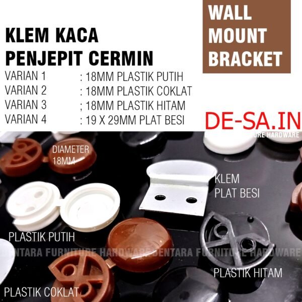 18MM KLEM PLASTIK KACA CERMIN - Cap Cover Mirror Clamp Clip