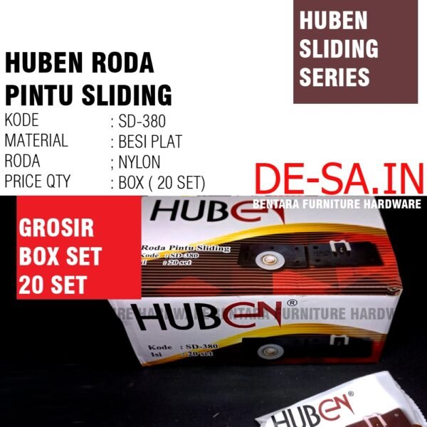 (BOX 20SET) HUBEN SD-380 SLIDING DOOR WHEEL RODA PINTU GESER (GROSIR) UNTUK REL AS-380