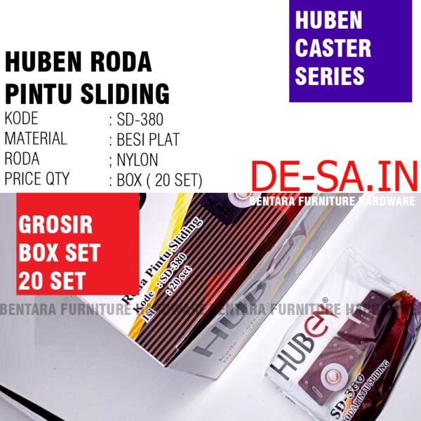 (BOX 20SET) HUBEN SD-380 SLIDING DOOR WHEEL RODA PINTU GESER (GROSIR) UNTUK REL AS-380 - Gambar 2