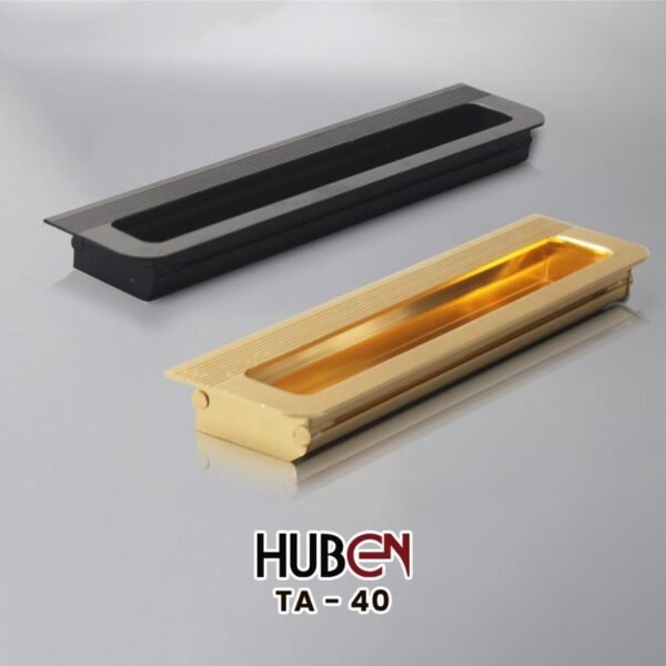 HUBEN TA-40 96MM TARIKAN LACI TANAM MEJA LEMARI Gagang Pintu Handle Aluminium BLACK GOLD HITAM EMAS - Gambar 3