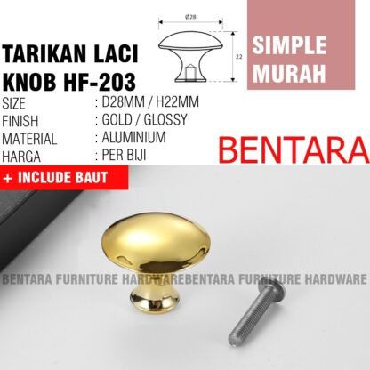 HF-203 TARIKAN KNOB LACI BULAT ALUMINIUM UNTUK MEJA LEMARI DAPUR - MURAH DAN EKONOMIS - Gambar 4