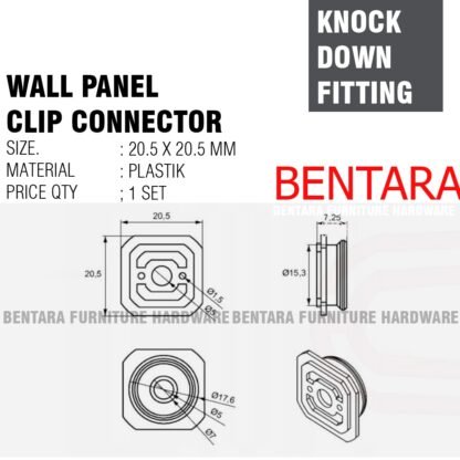 2CM WALL PANEL CLIP CONNECTOR KANCING PLASTIC GREY PLASTIK ABU KNOCK DOWN FITTING - Gambar 2