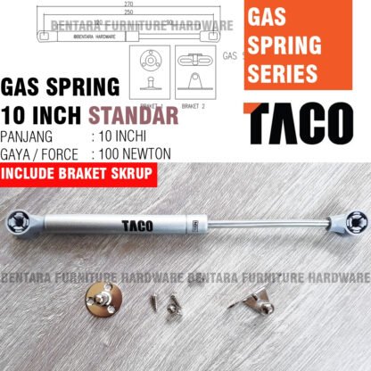 100N TACO GAS SPRING 10 INCHI X 100 NEWTON - HIDROLIK JOK MOTOR PINTU KABINET DAPUR